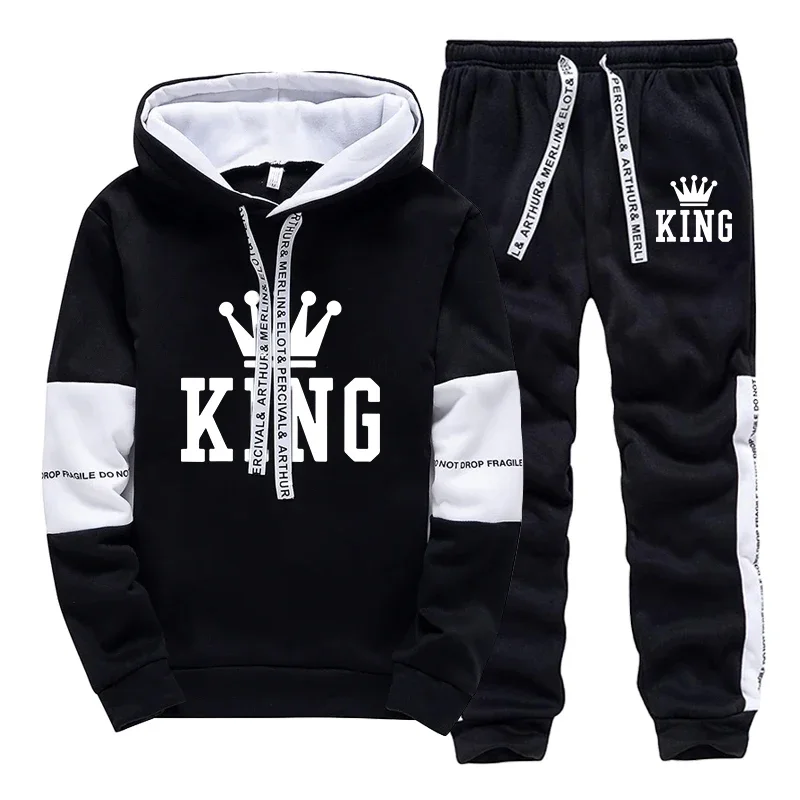Męski dres z kapturem z nadrukiem w stylu streetwear Blackset