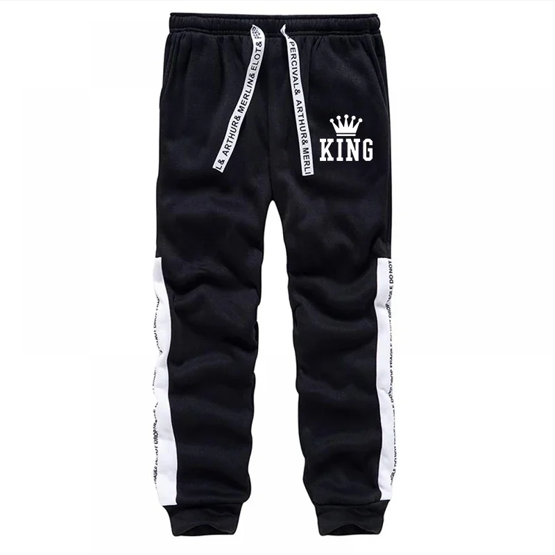 Męski dres z kapturem z nadrukiem w stylu streetwear Czarne spodnie