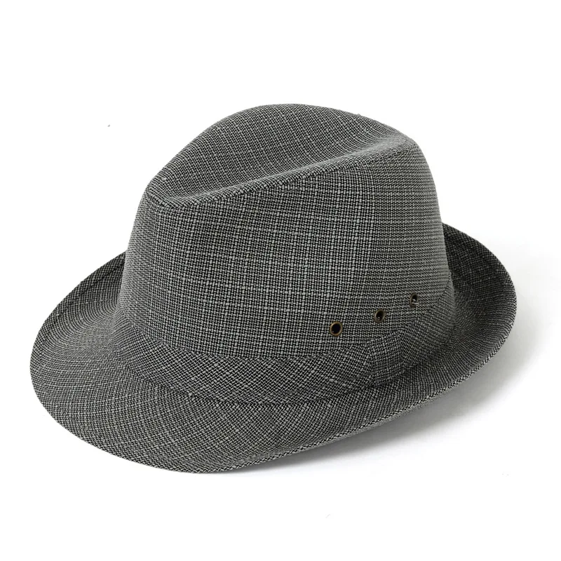 Męski kapelusz fedora w kratę na wiosnę i jesień Ciemnoszary