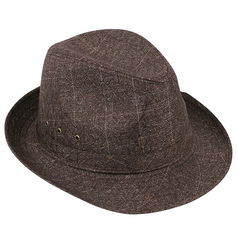 Męski kapelusz fedora w kratę na wiosnę i jesień Kawa w kratę