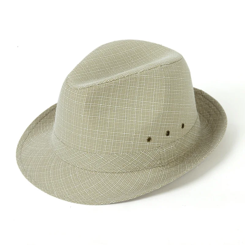 Męski kapelusz fedora w kratę na wiosnę i jesień Khaki