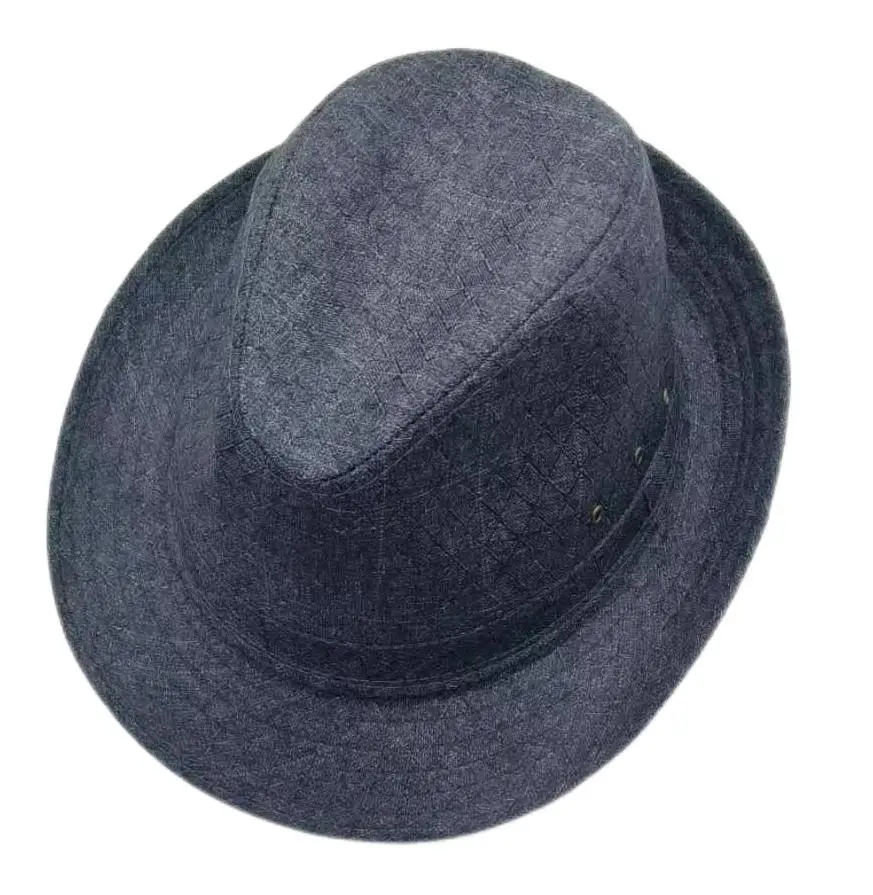 Męski kapelusz fedora w kratę na wiosnę i jesień Krata niebiesko szara
