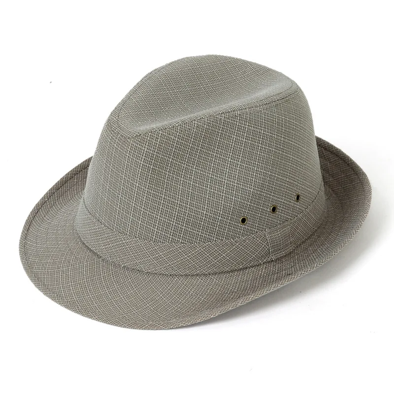 Męski kapelusz fedora w kratę na wiosnę i jesień Szary