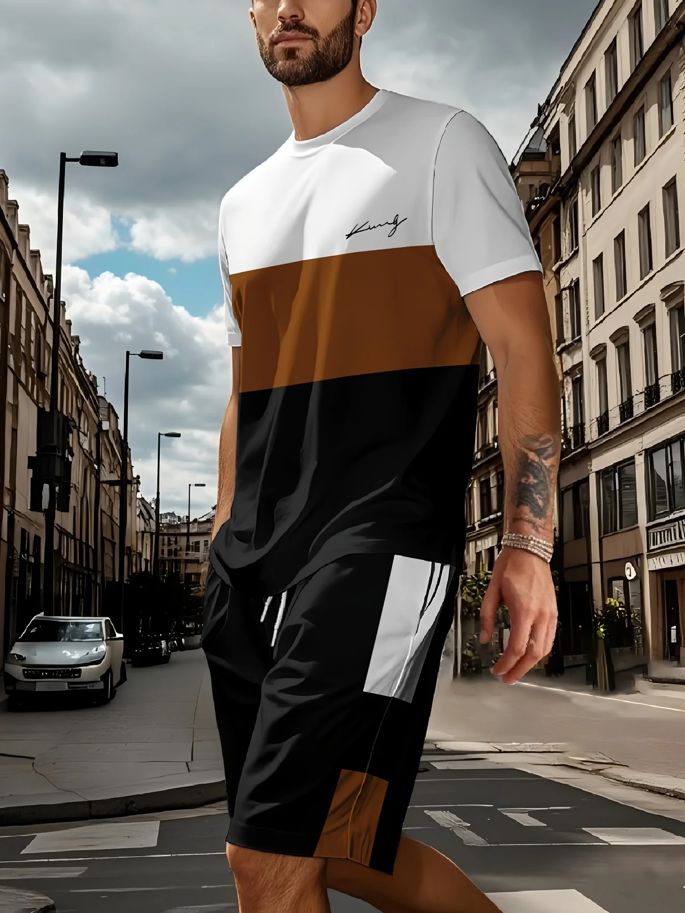 Mski komplet letni - koszulka i szorty w stylu streetwear Mbtz251120143ln1