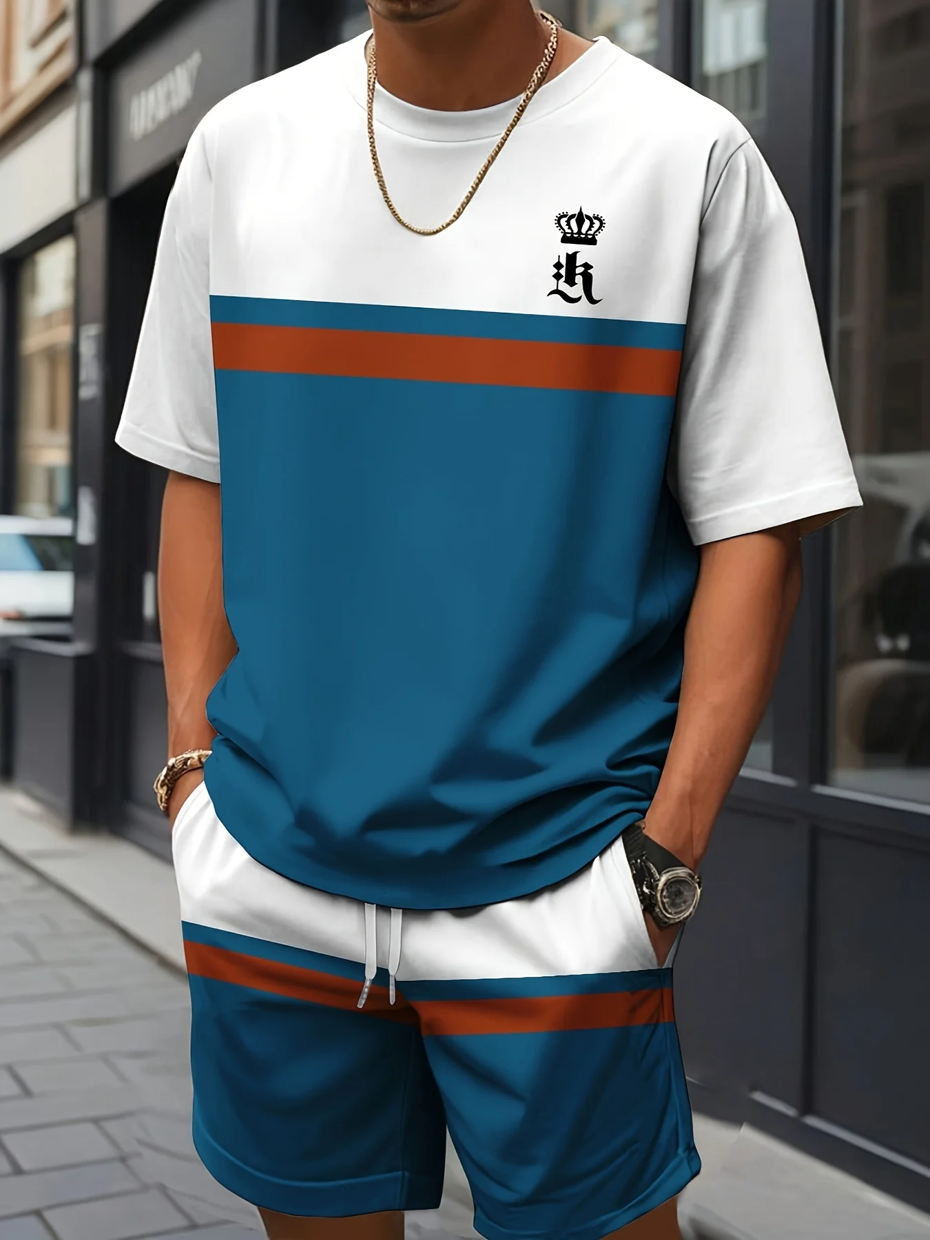 Mski komplet letni - koszulka i szorty w stylu streetwear Mbtz251120143ln10