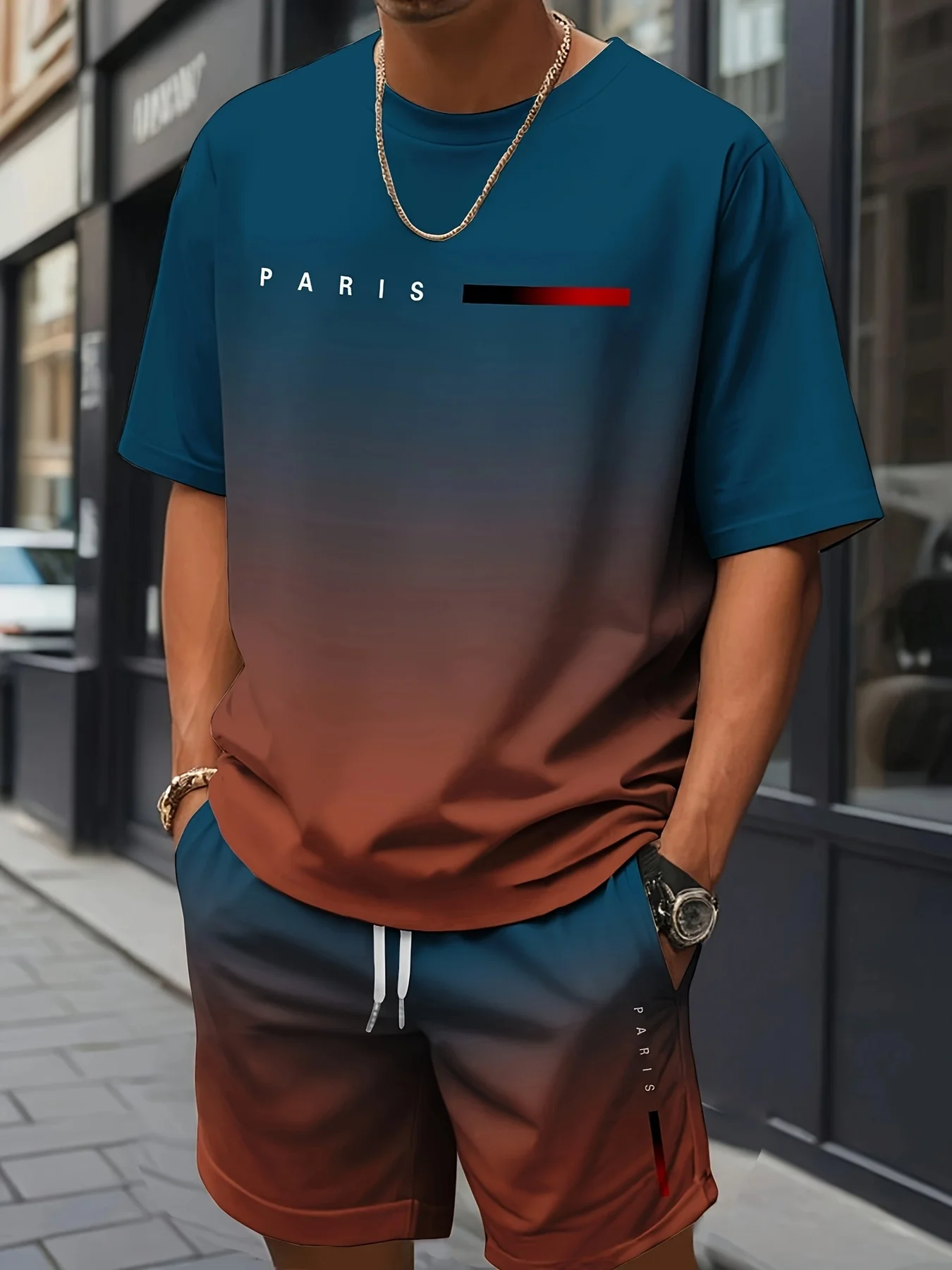 Mski komplet letni - koszulka i szorty w stylu streetwear Mbtz251120143ln11
