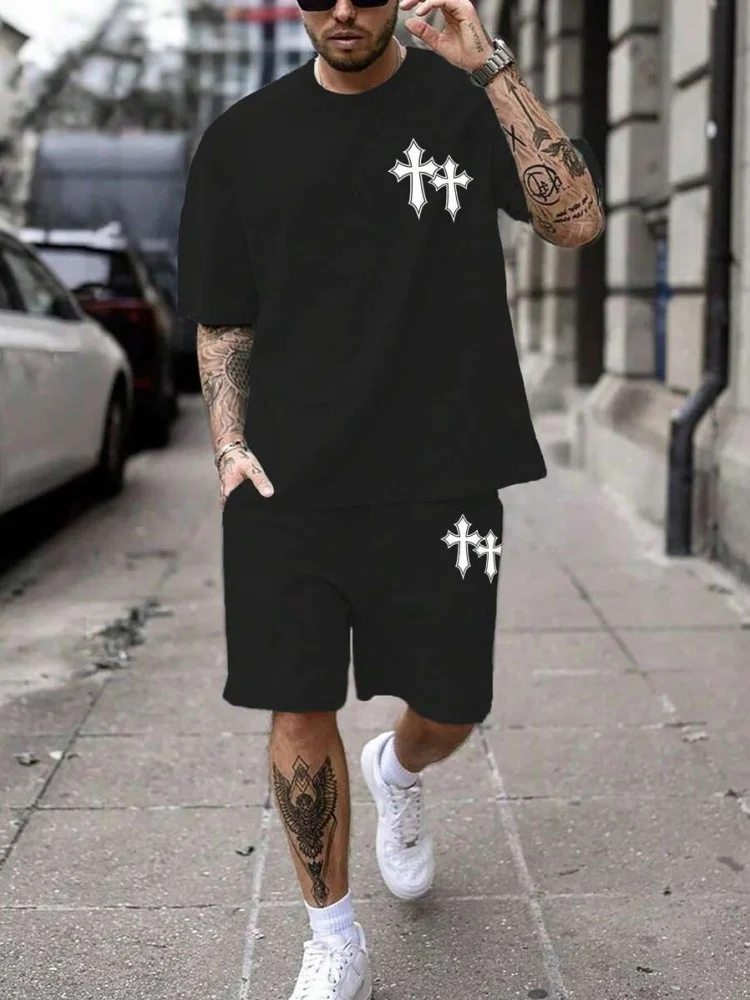 Mski komplet letni - koszulka i szorty w stylu streetwear Mbtz251120143ln15