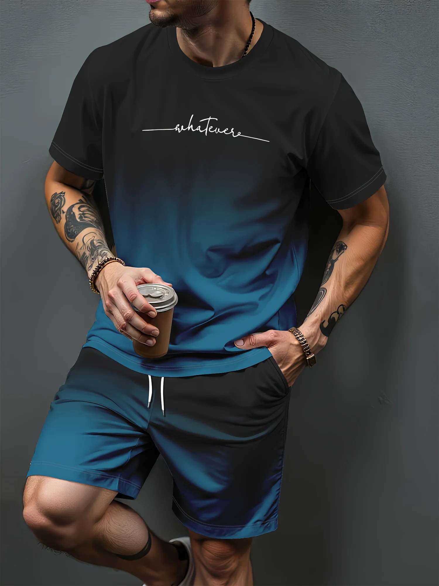 Mski komplet letni - koszulka i szorty w stylu streetwear Mbtz251120143ln4
