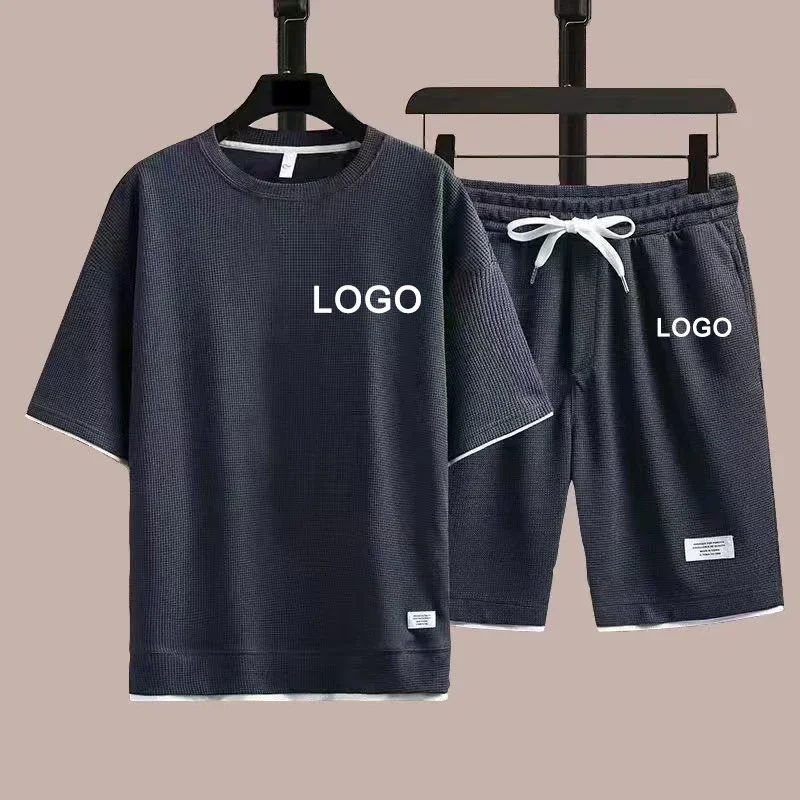 Męski komplet letni: t-shirt i szorty, dres na lato Ciemnoszary
