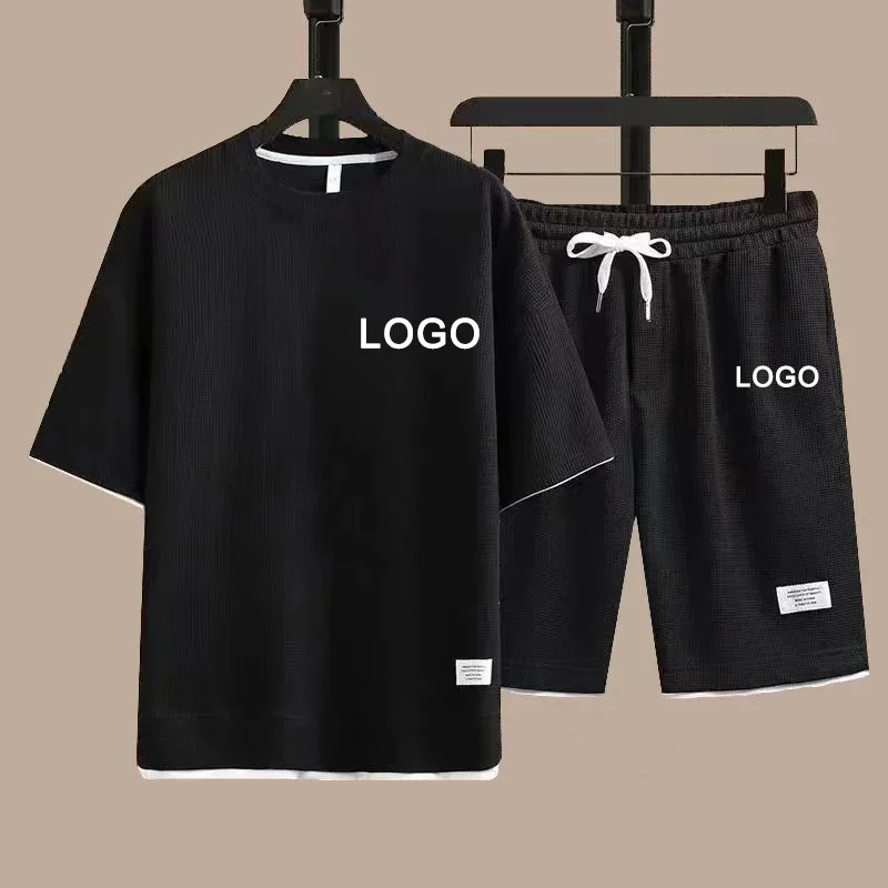 Męski komplet letni: t-shirt i szorty, dres na lato Czarny