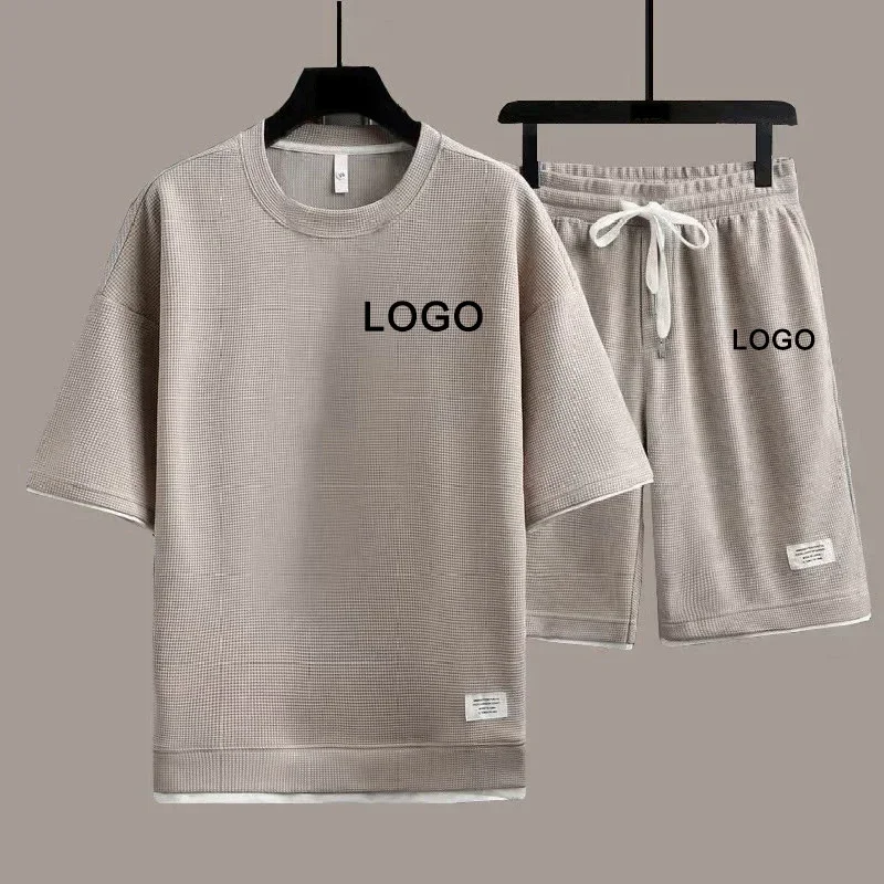 Męski komplet letni: t-shirt i szorty, dres na lato Khaki