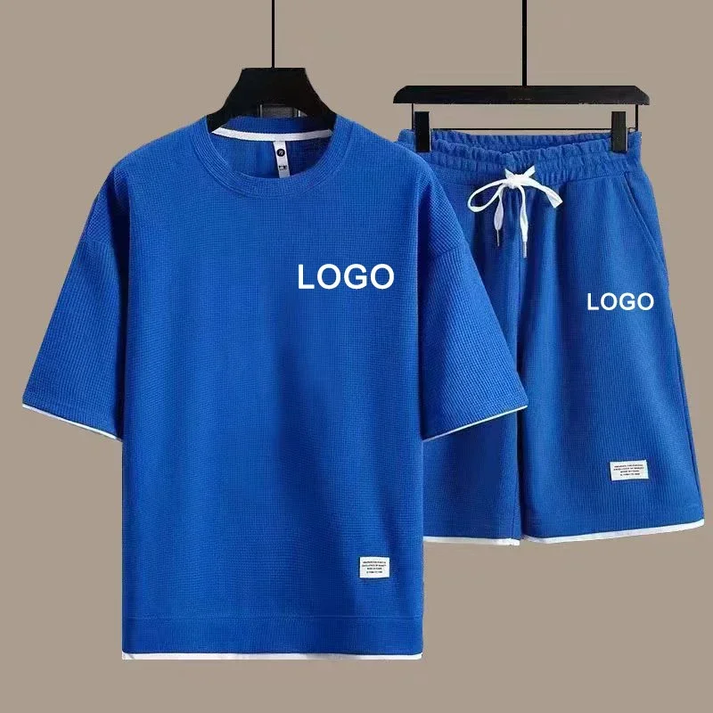Męski komplet letni: t-shirt i szorty, dres na lato Niebieski