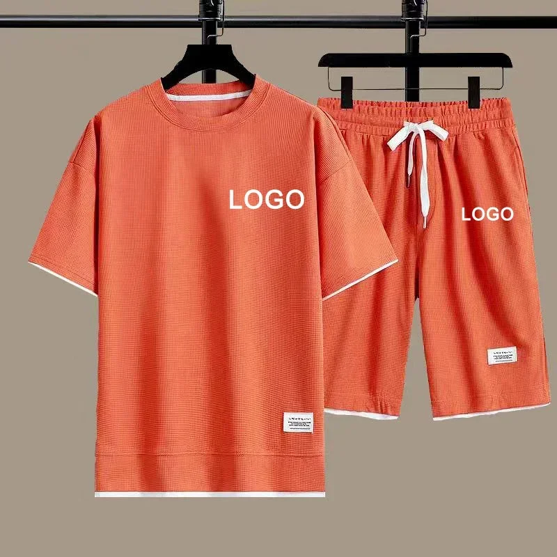 Męski komplet letni: t-shirt i szorty, dres na lato Pomarańczowy