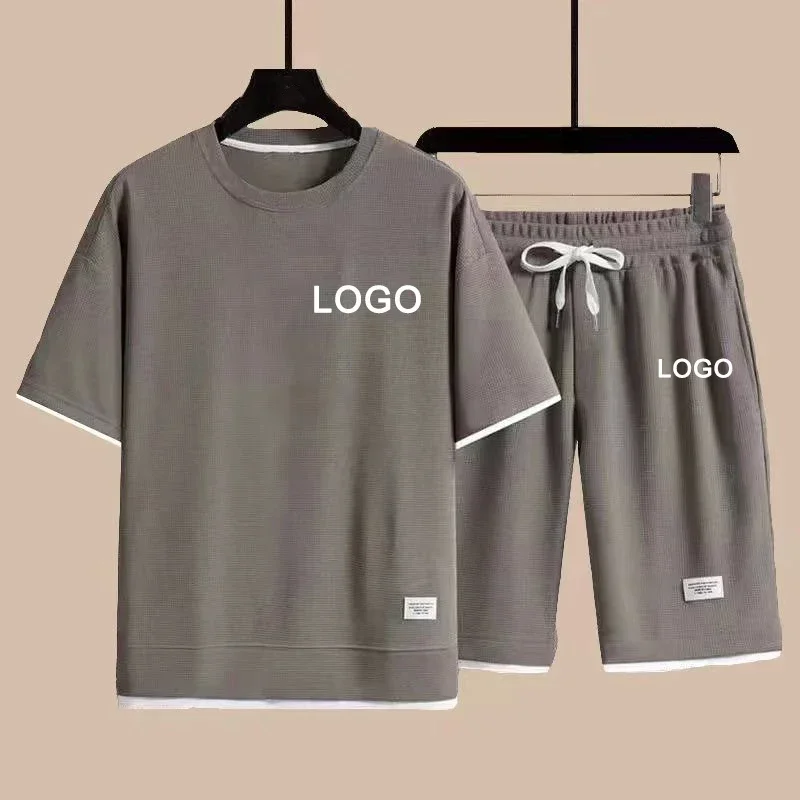 Męski komplet letni: t-shirt i szorty, dres na lato Szary
