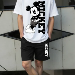 Męski komplet T-shirt i szorty z nadrukiem Myszki Biały
