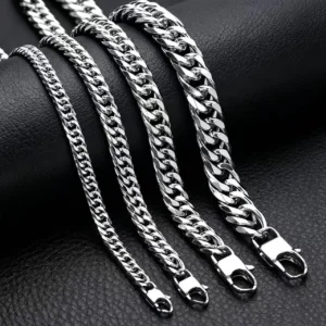 Męski łańcuch Cuban Link ze stali nierdzewnej, wodoodporny 8mm wide