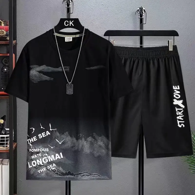 Męski letni dres sportowy: koszulka i szorty, szybkoschnący 1