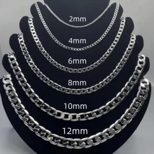 Męski naszyjnik łańcuszek z zapięciem karabińczykiem 2-12 mm N005 10mm