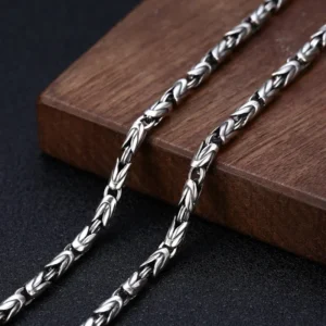 Męski naszyjnik łańcuch ze srebra 925 z mantrą 6 mm w stylu retro Uniwersalny