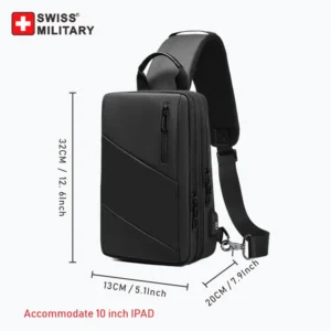Plecak męski na laptop z USB – wodoodporny plecak podróżny Chest bag