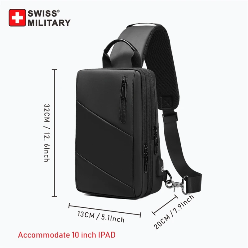 Plecak męski na laptop z USB – wodoodporny plecak podróżny Chest bag