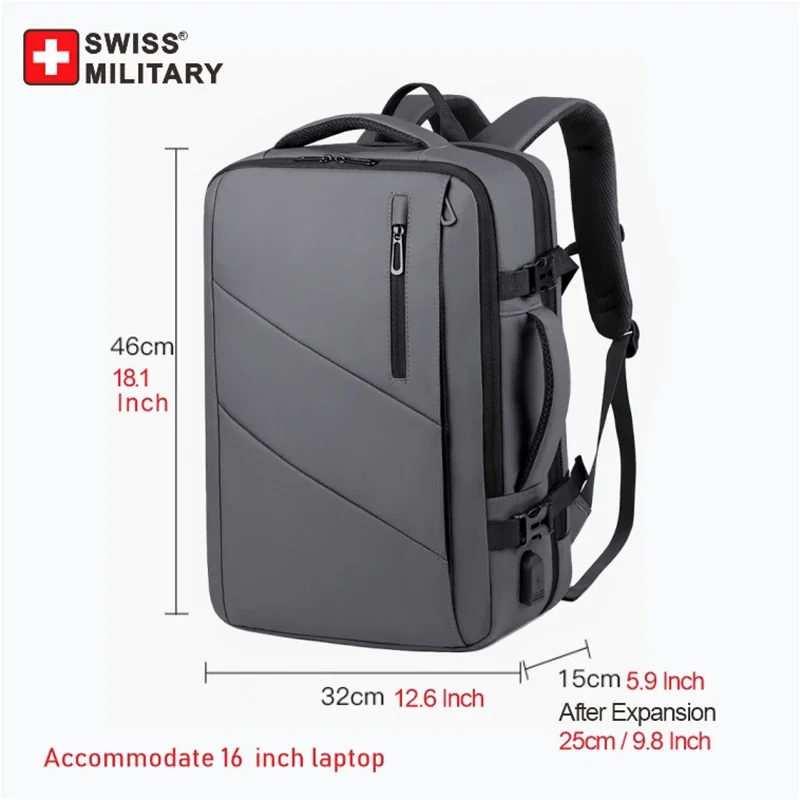Plecak męski na laptop z USB – wodoodporny plecak podróżny Szary