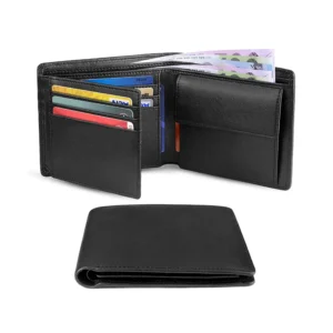 Cienki męski portfel RFID z kieszenią na monety Czarny