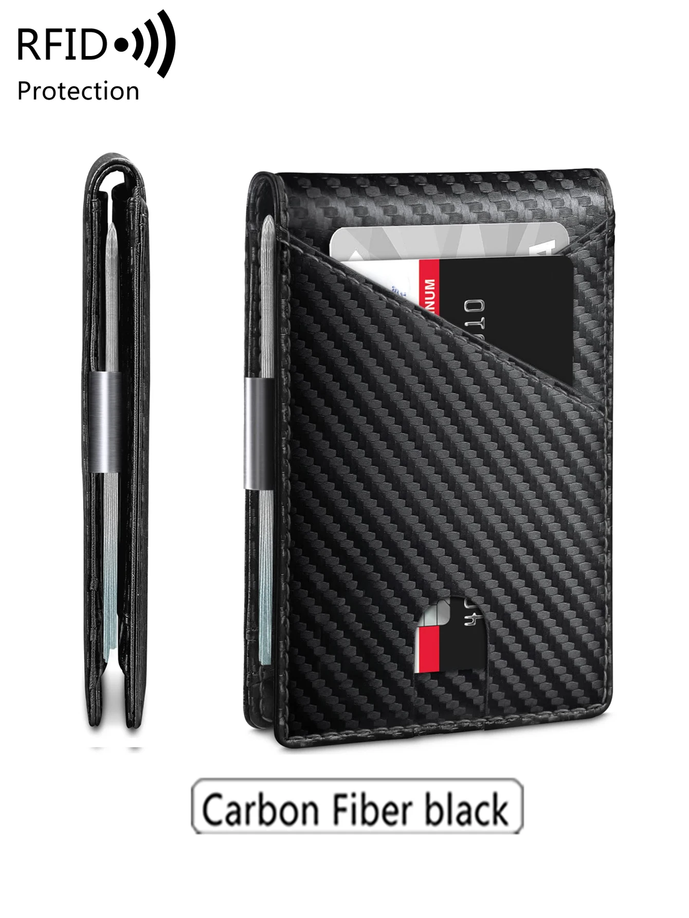 Minimalistyczny męski portfel RFID na 12 kart Qb345 carbonblack