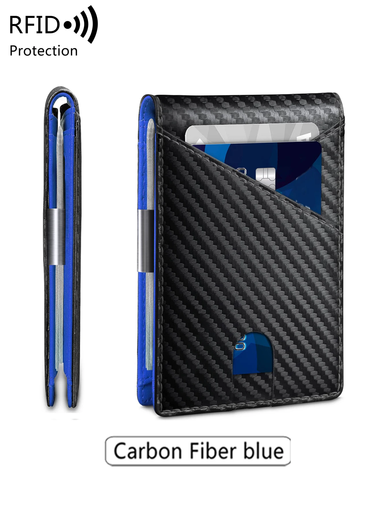 Minimalistyczny męski portfel RFID na 12 kart Qb345 carbonblue