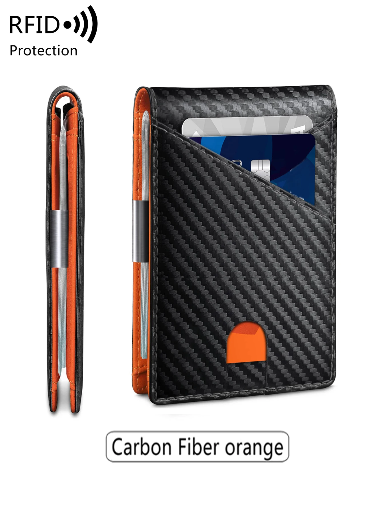 Minimalistyczny męski portfel RFID na 12 kart Qb345 carbonorange
