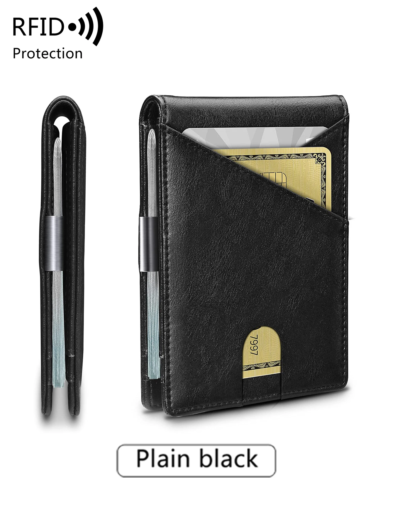 Minimalistyczny męski portfel RFID na 12 kart Qb345 plainblack