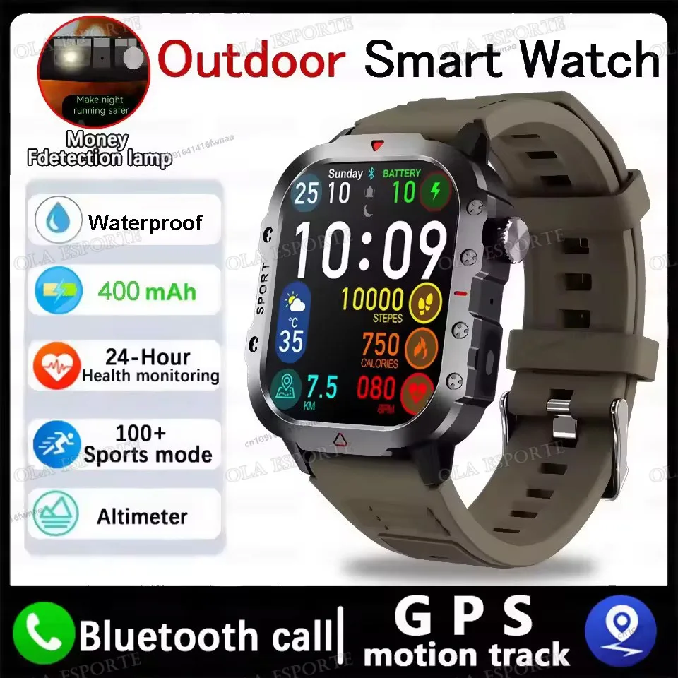 Męski smartwatch z funkcją rozmów i monitorem zdrowia New brownish