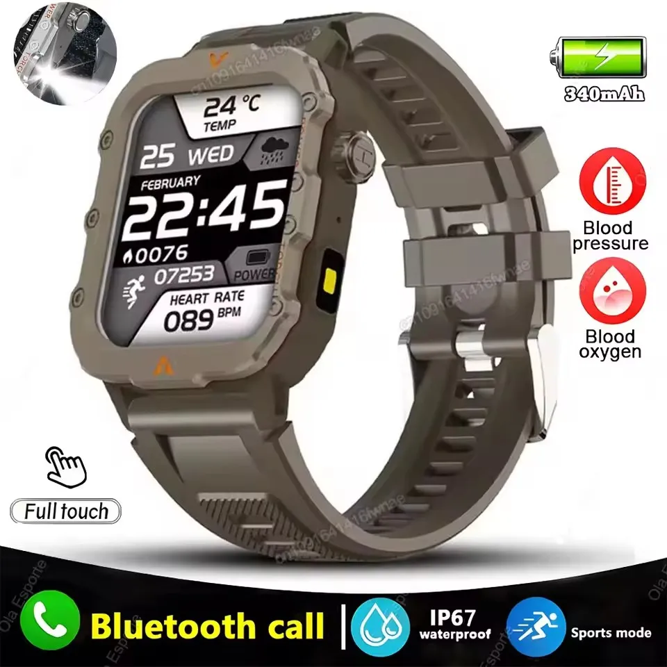 Męski smartwatch z funkcją rozmów i monitorem zdrowia Brązowy