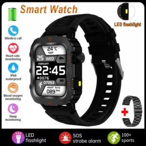 Męski smartwatch sportowy 1.71 cala z latarką LED i rozmowami Bk22szstrap