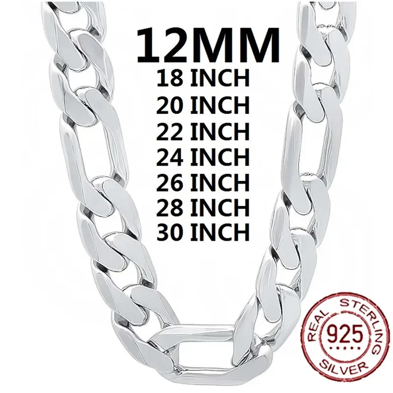 Męski srebrny łańcuch kubański 12 mm - naszyjnik 925 Uniwersalny
