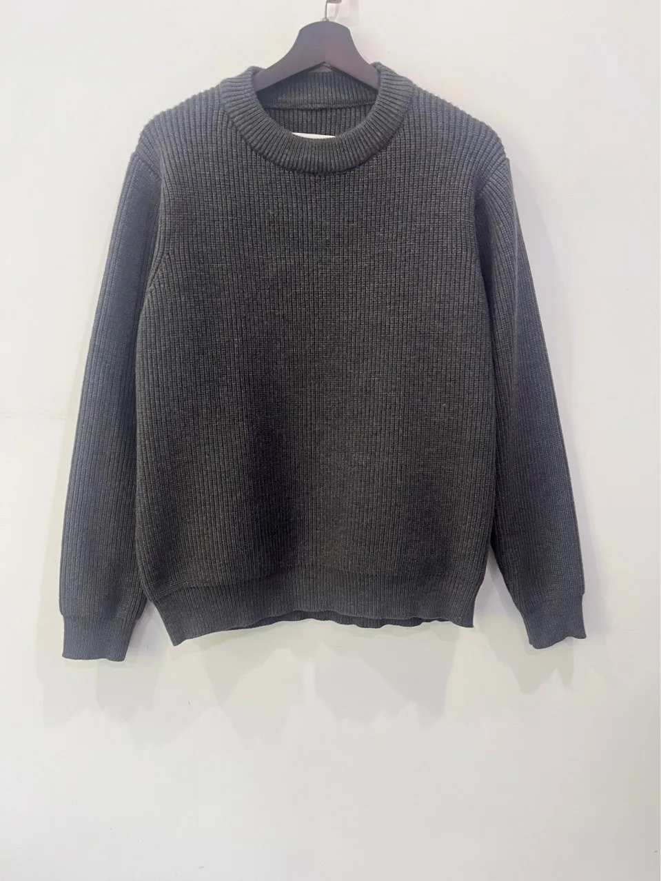 Męski sweter z dzianiny z domieszką wełny Ciemnoszary