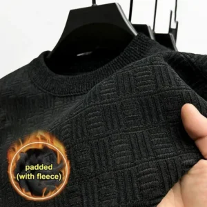 Męski sweter z dzianiny z okrągłym dekoltem Czarny