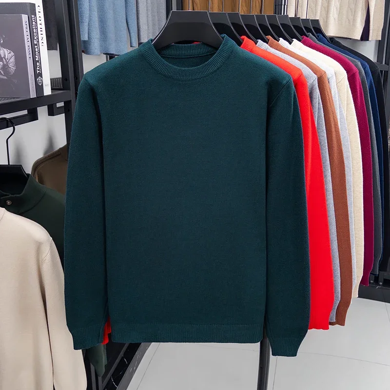 Sweter z okrągłym dekoltem w wzór diamentowy — klasyczny i ciepły Ciemnozielony