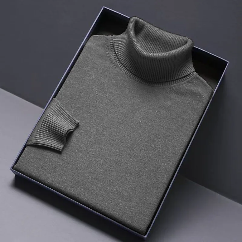 Męski sweter golf z grubej dzianiny Ciemnoszary