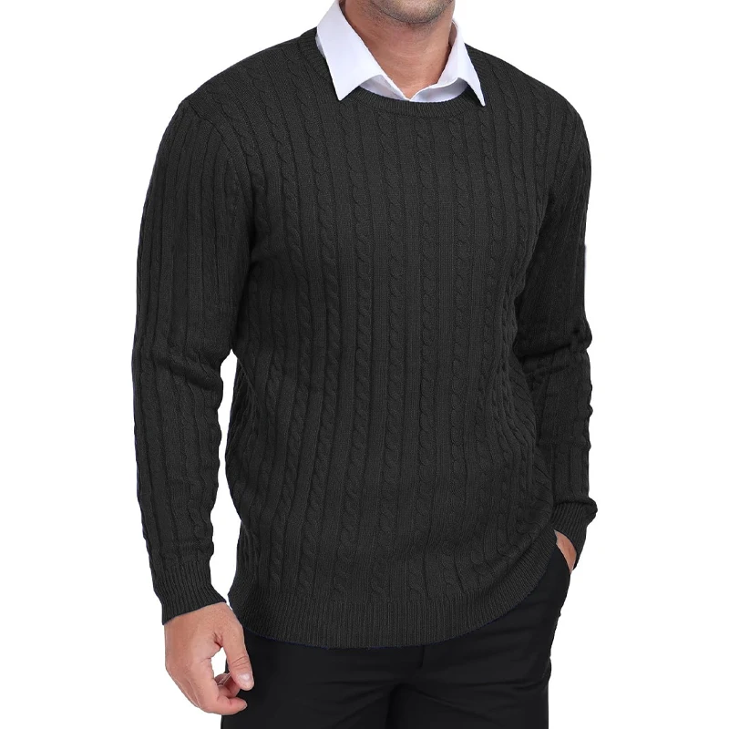 Męski sweter z dzianiny w warkocz Czarny
