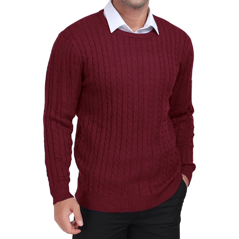 Męski sweter z dzianiny w warkocz Czerwony