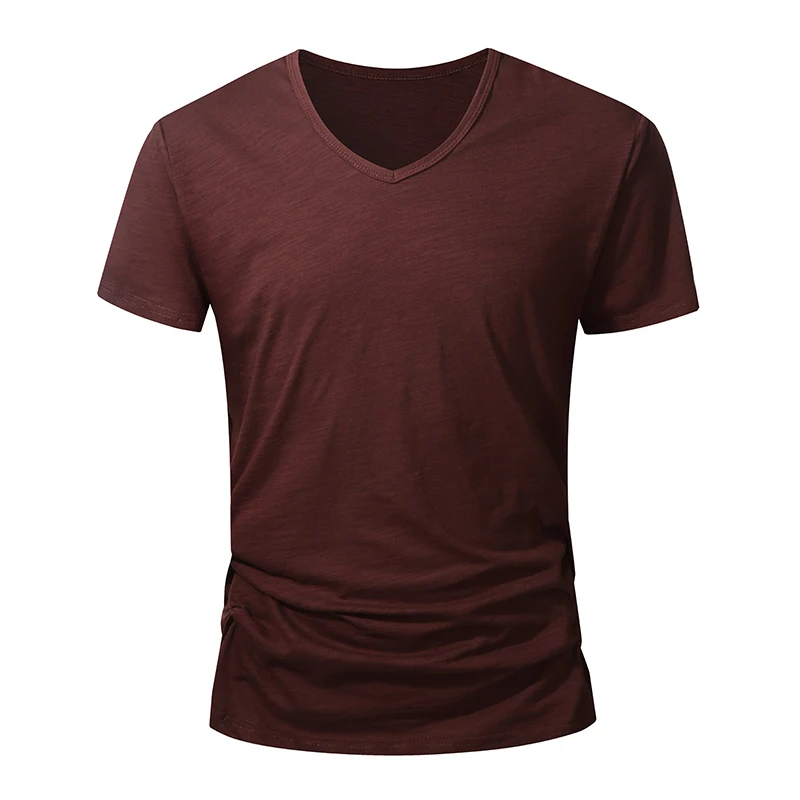 Męski t-shirt z bawełny z krótkim rękawem Kawowy