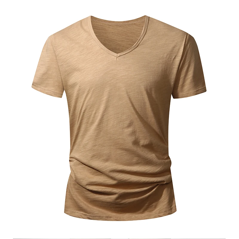 Męski t-shirt z bawełny z krótkim rękawem Khaki