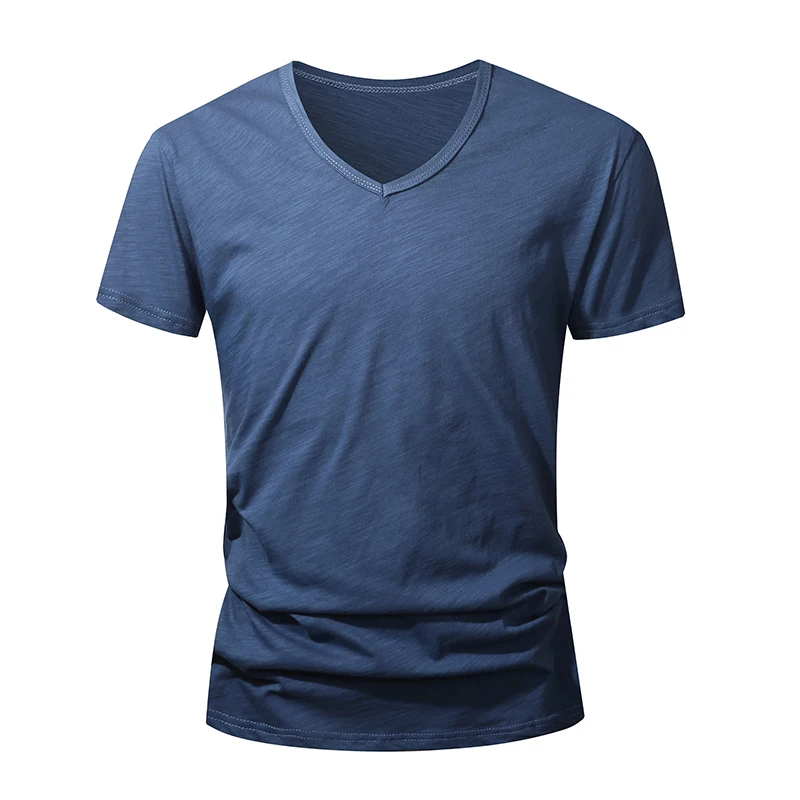 Męski t-shirt z bawełny z krótkim rękawem Niebieski