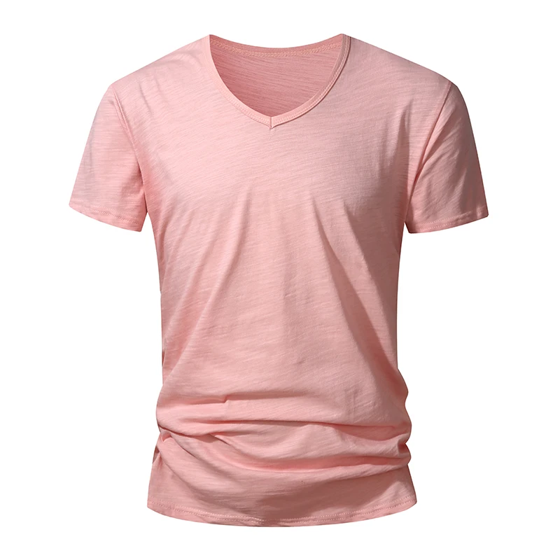 Męski t-shirt z bawełny z krótkim rękawem Różowy