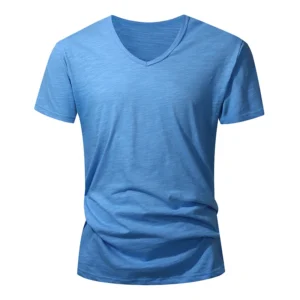 Męski t-shirt z bawełny z krótkim rękawem Błękitny