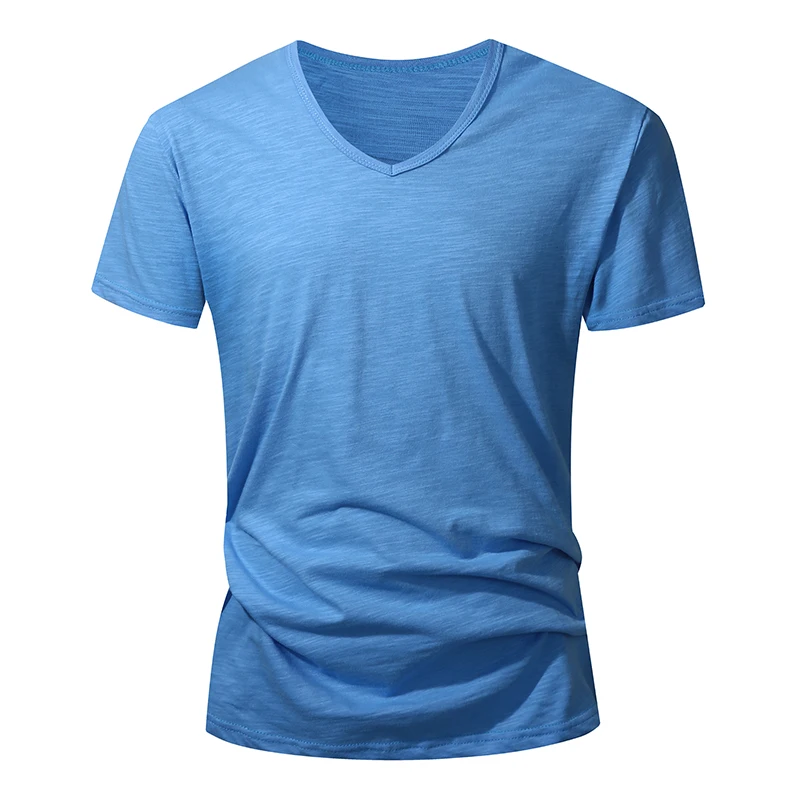 Męski t-shirt z bawełny z krótkim rękawem Błękitny