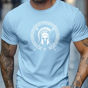 Męski T-shirt z bawełny z nadrukiem hełmu Spartanina A1836 wu lan