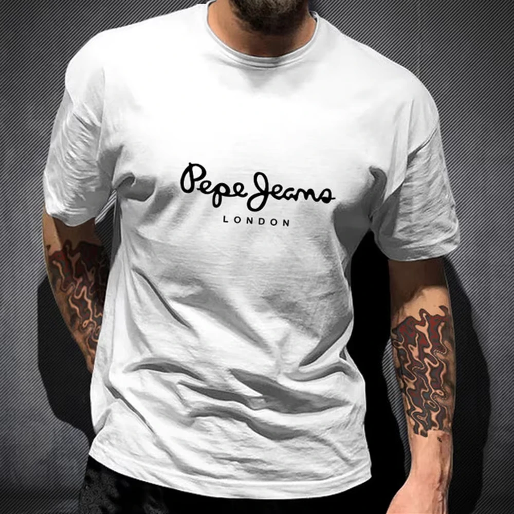 Męski t-shirt z krótkim rękawem 100% bawełna w stylu streetwear Biały