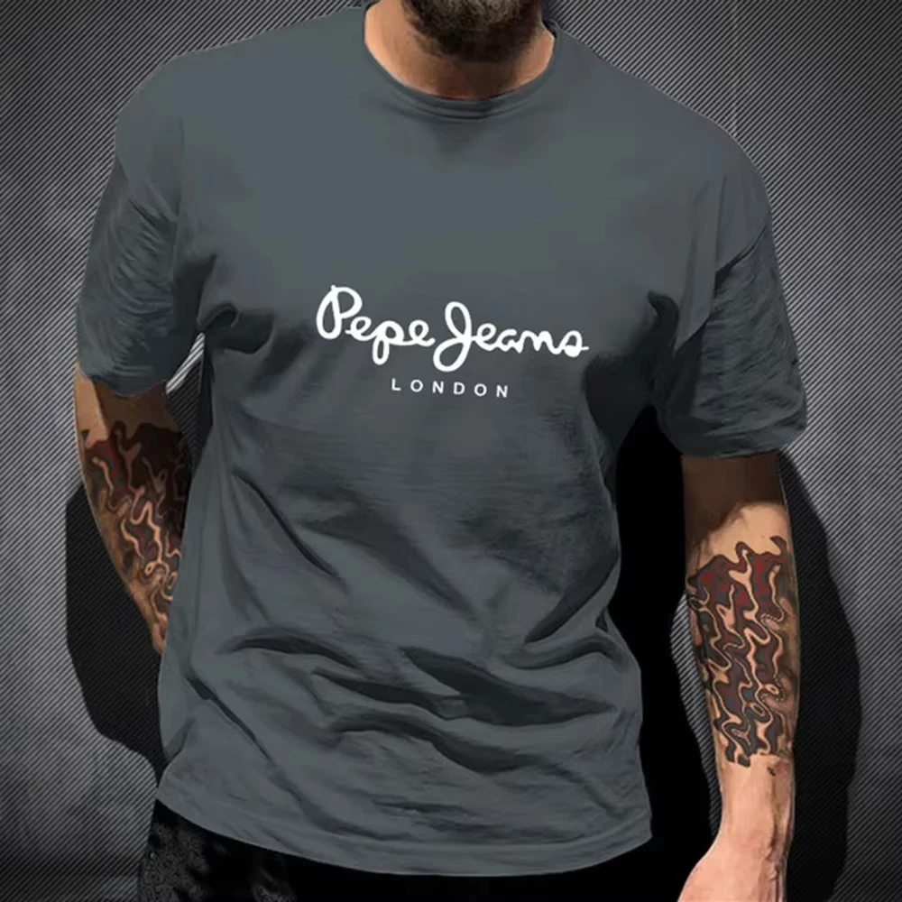 Męski t-shirt z krótkim rękawem 100% bawełna w stylu streetwear Ciemnoszary